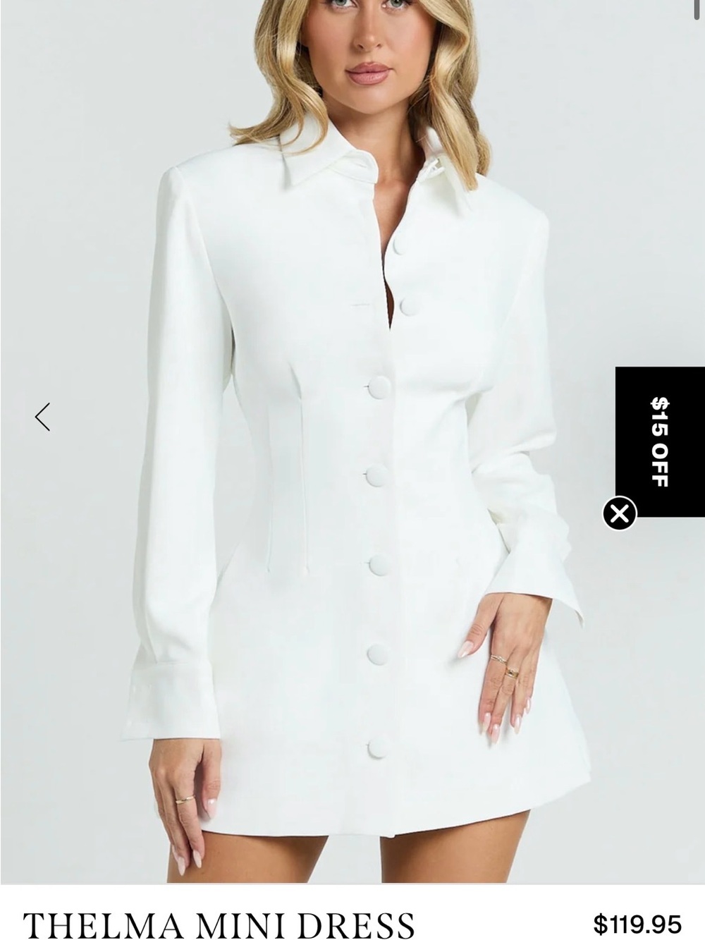 Showpo White Tailored Mini Dress with Button Front